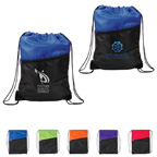 Two Tone Poly Drawstring Backpack With Zipper