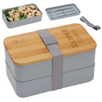 Double Decker Lunch Box with FSC Bamboo Lid and Utensils