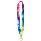 3/4 Tie-Dye Multicolor Lanyard w/Metal Crimp and Metal Rubber O-ring Attachment