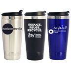 16 Oz. Stainless Steel Travel Tumbler with steel Interior and Screw-on Lid