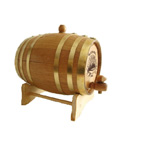 1 Liter Oak Wood Barrel with Brass Hoops Drink Dispenser