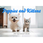 Puppies and Kittens Spiral Bound Wall Calendar