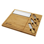 Bamboo Cheese Board with Ceramic Dish and Knife Set
