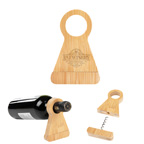 Bamboo Wine Bottle Stand With Corkscrew