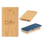 5000 MAH Bamboo Power Bank and 10W Wireless Charger